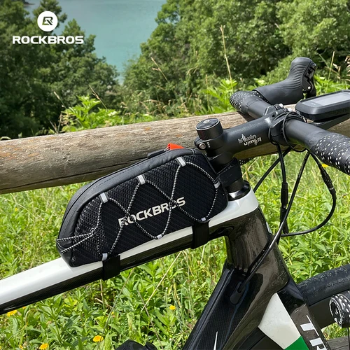 Imagen 2 del producto Bolsa de bicicleta ROCKBROS, bolsa de tubo de cuadro frontal reflectante impermeable, bolsa de bicicleta ultraligera, bolsa de ciclismo, equipo de equitación de turismo