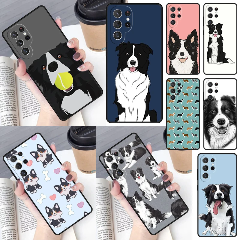 Cartoon Border Collie Phone Case for Samsung Galaxy S26 Ultra S25 S24 S23 S22 S21 S20 Note10 Plus FE Cover Luxury