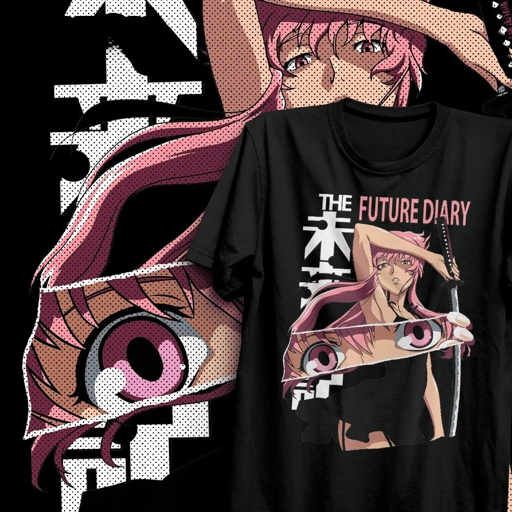 Camiseta de Anime Future Diary Yuno Gasai, Verano 2026, Unisex, Estilo Urbano, Oversize, Algodón, Manga Corta, Harajuku, Casual