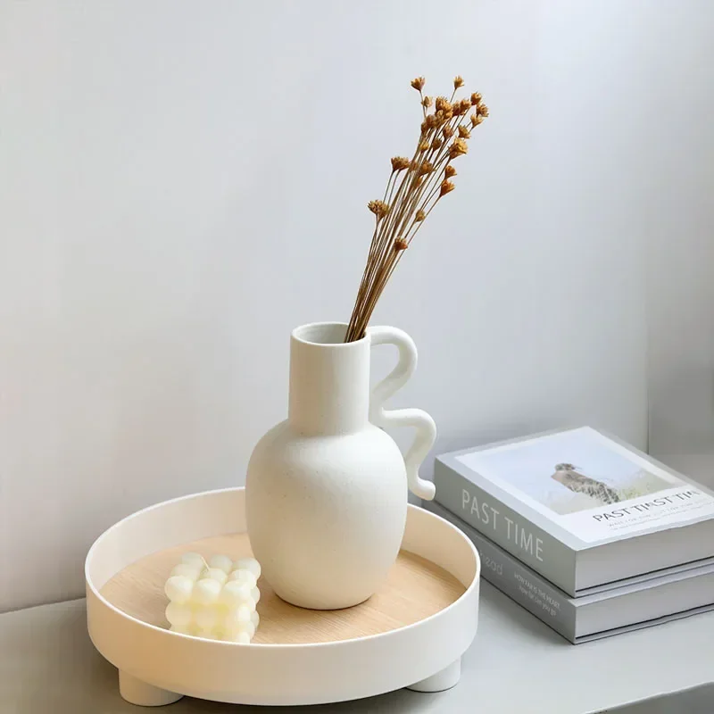 

Nordic Ins Ornaments Ceramic Vase Modern Light Luxury Simple Home Plant Vase Advanced Decoration Wabi Sabi Style Handicraft