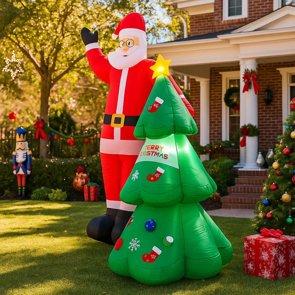 8.2FT Inflatable Santa Claus Tree Lights LED Home Decoration Toys Yard Xmas Ornaments Party Lighting Inflatable Decorations