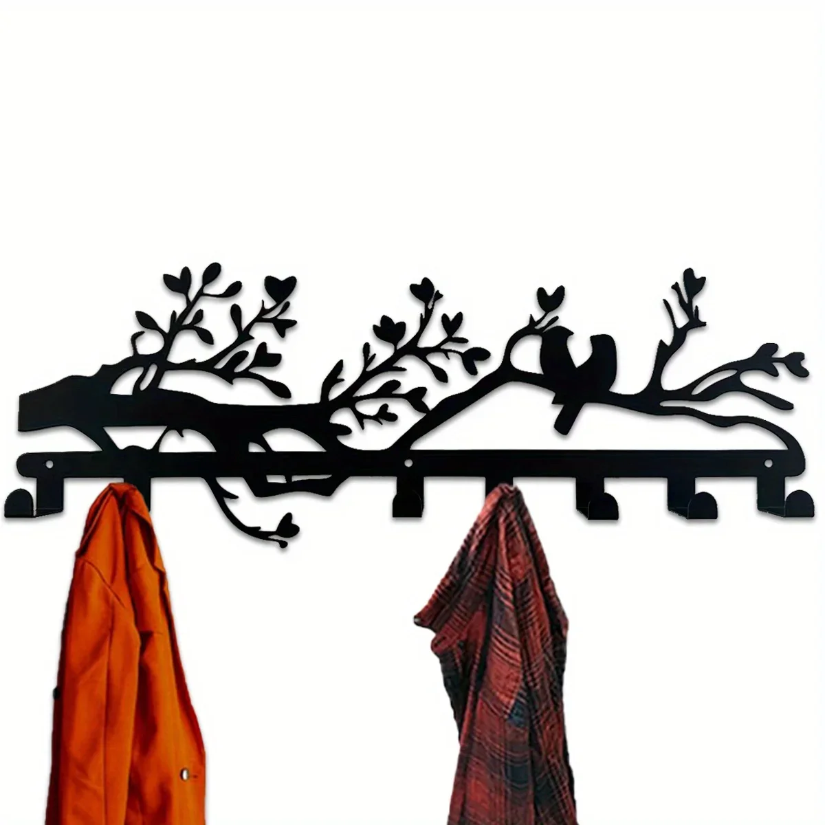 2D Wall Mount Bird Branch Design,Easy Install Entryway Organizer, Modern Minimalist Key Rack Decor   Fashion Metal Coat Hooks