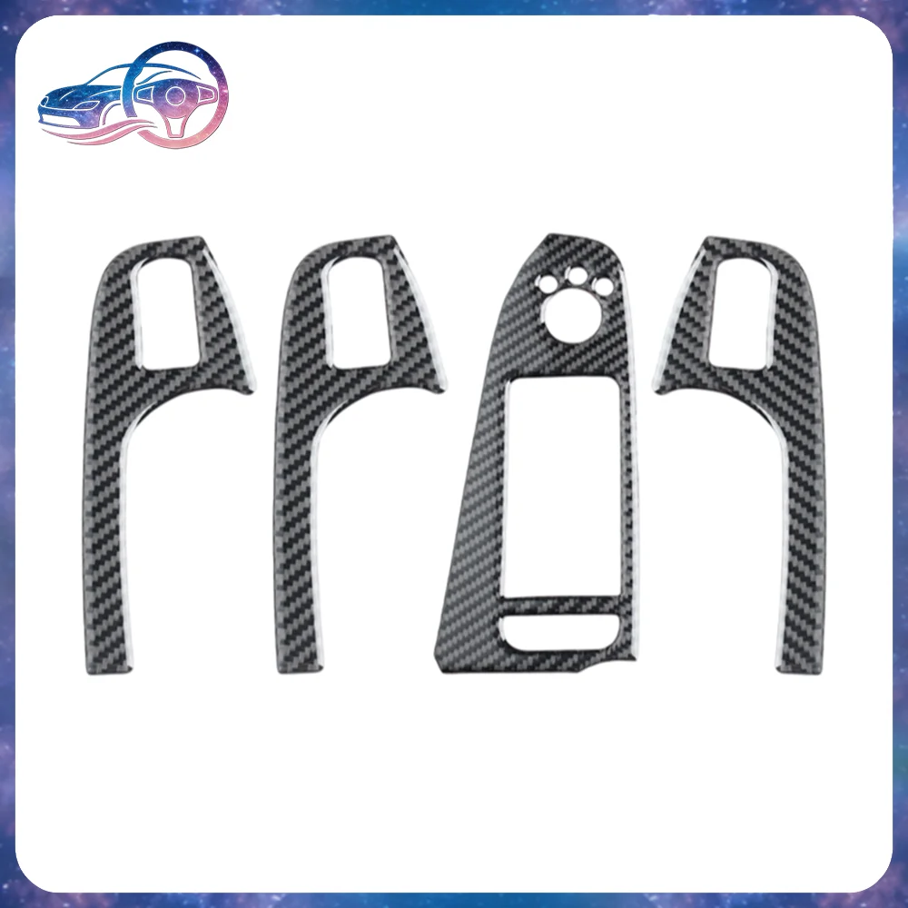 Carbon Fiber Window Switch Frame Trim For Audi A4L A5 B8 09-16 Interior Door Window Button Cover High/Low Spec LHD RHD