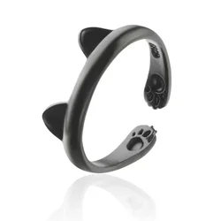 2025 New Fashion Cute Sweet Black Cat Claw Ring Opening Ring for Women Men Vintage Charm Couple Ring Jewelry Friendship Gift