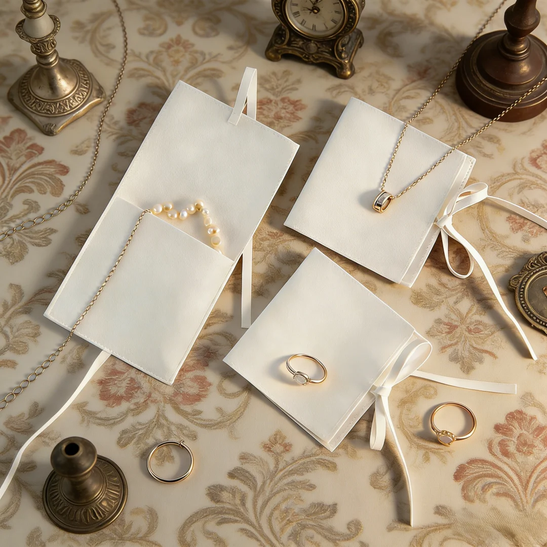

10Pcs White Microfiber Velvet Jewelry Gift Bags Pouches for Travel Wedding Favors Stud Earring Choker Pendant Bracelet Jewelry