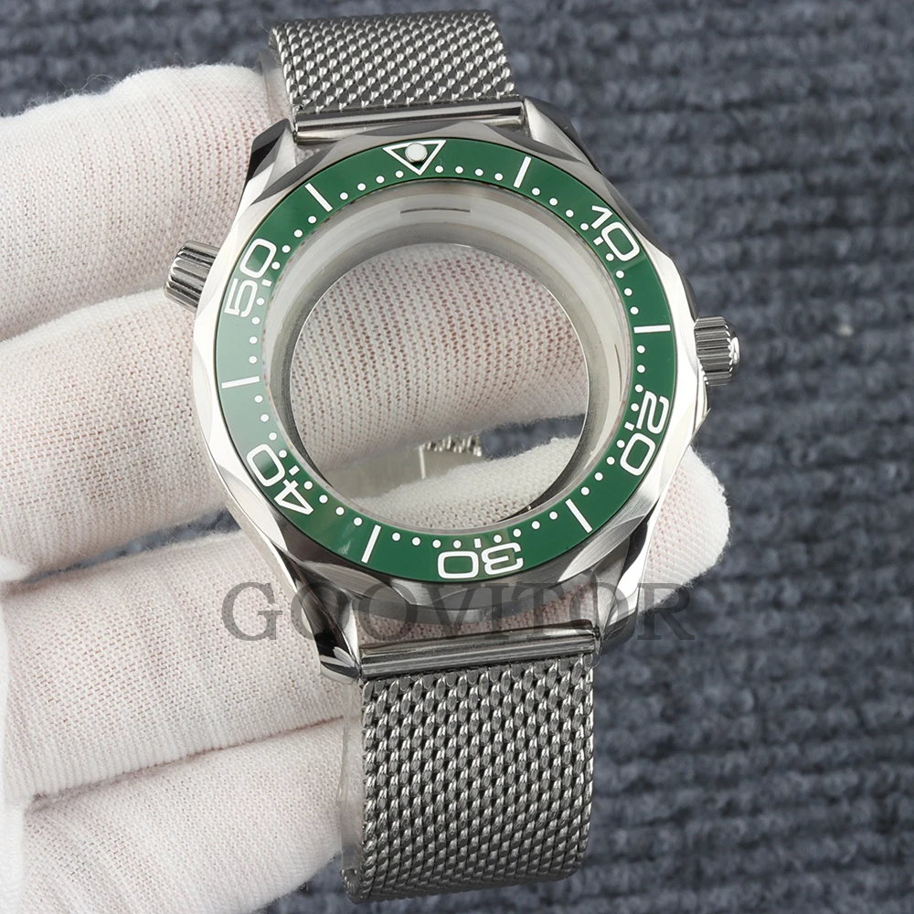 41mm NH35 Uhrengehäuse mit Mesh-Armband, wasserdicht, für NH35 NH36 Uhrwerk, 31mm Zifferblatt, Edelstahl Seamaster 300 Uhrengehäuse – Detail 14