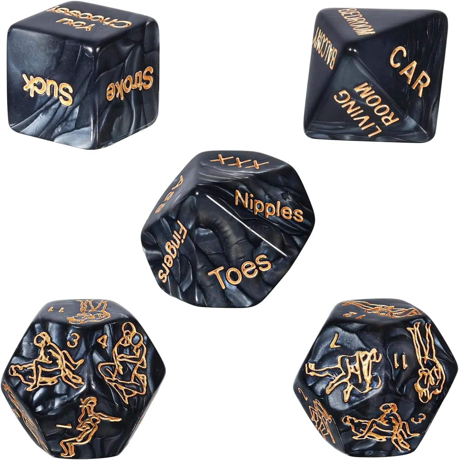 

Sex Dice Set for Adult Couples Sex Games, Dovelo 5pcs Sex Party Dice with 48 Ways to Play Fun Romantic Role Play Sex Toys Game