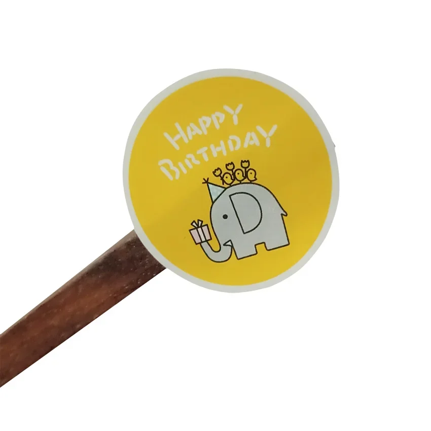 160pcs/pack Round elephant Happy Birthday Sealing Sticker Cake Packaging Sealing Label Kraft Sticker Baking DIY Gift Stickers