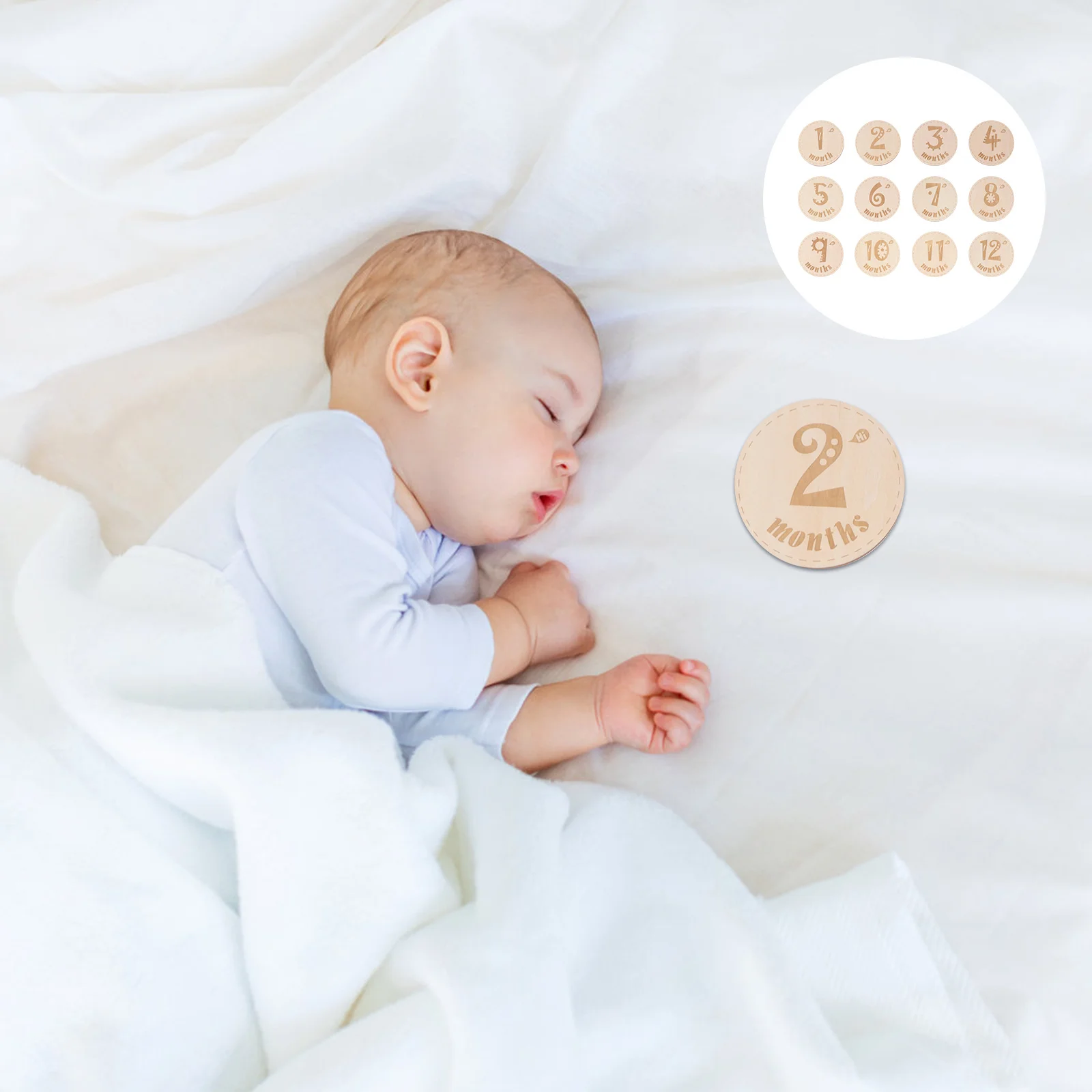 

Baby Cards Wooden Monthly Age Markers Newborn Bath Birthday Set Engraved Printable Infant Gift