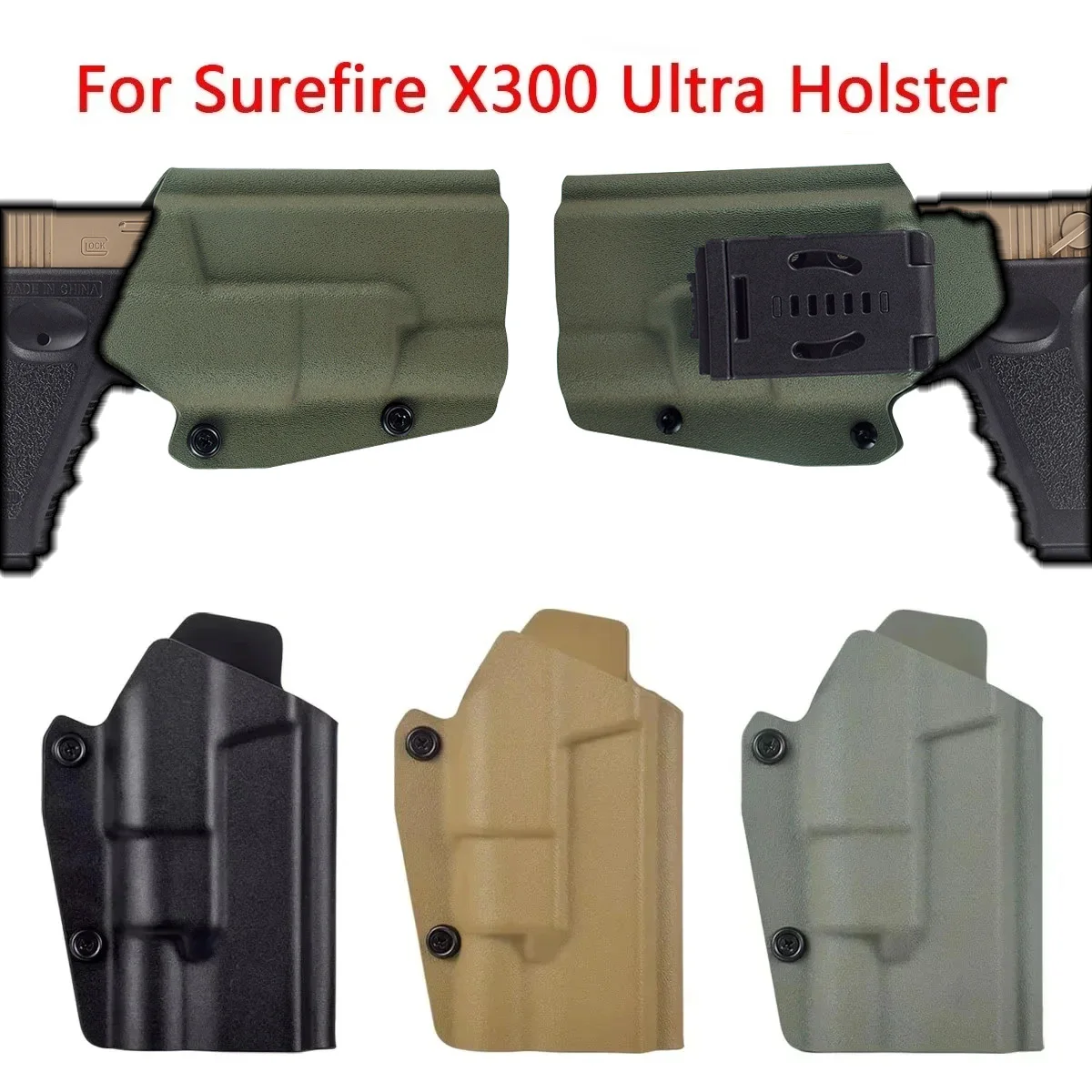 

Тактическая кобура X300U Kydex, кобура с веслом для ремня для Glock 17 19, кобура для пистолета, адаптируемая кобура X300 Ultra, фонарик, охотничьи аксессуары