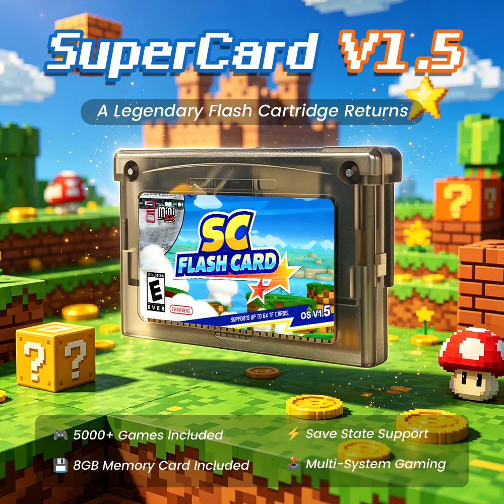 Retro SuperFW Games Cartridge 5000 in 1 GBA Flash Card with 8G TF Card RTC Flash for GBA/GBA SP/NDS Handheld Game Console