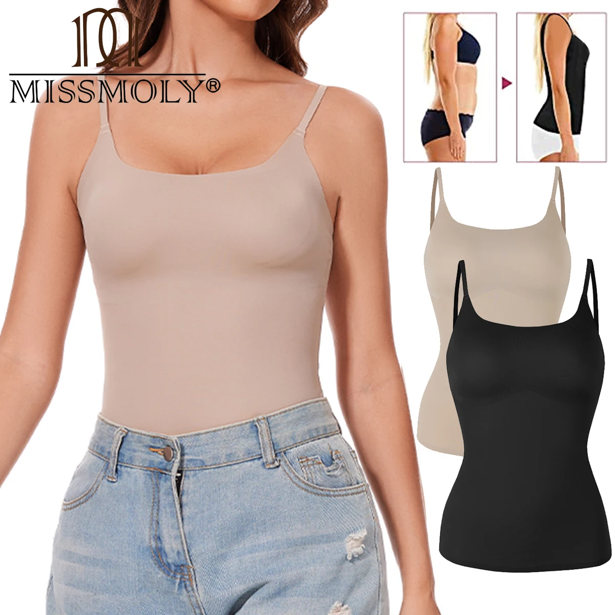 MISSMOLY Women Shapewear Skinny Camisoles Tummy Control Shaping Tank Tops Slimming Underwear Corset Vest Compression Body Shaper