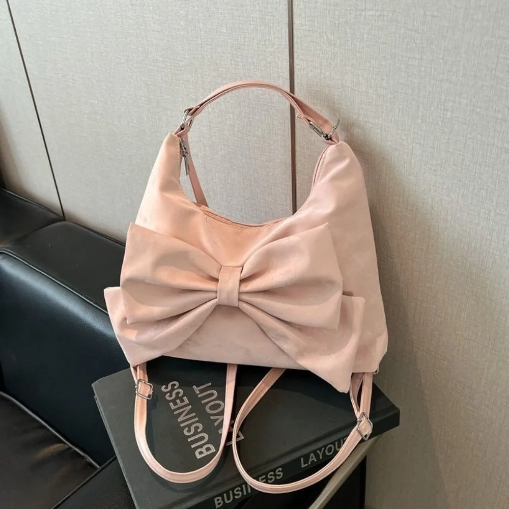 

Simple Sweet Bow Shoulder Bag Multifunctional Commuting Large Capacity Handbag Underarm Bag Mommy Bag PU Backpack Shopping