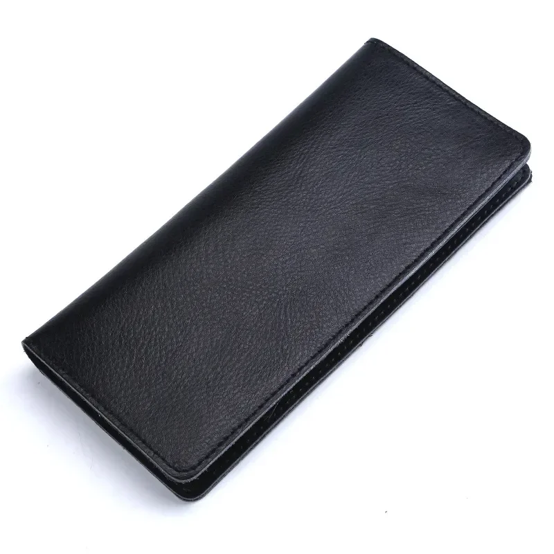 Cow Split Leather Men Long Wallet Women Long Purse Male Slim Money Bag Female Credit Card Holder Thin Two Fold Clutch For Ladies