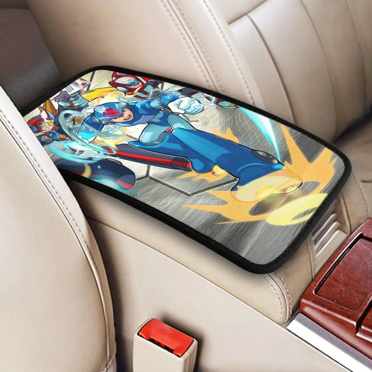 

Mega Man Car Accessories Car Handrail Box Cushion Custom Print Non-slip Car Armrest Cover