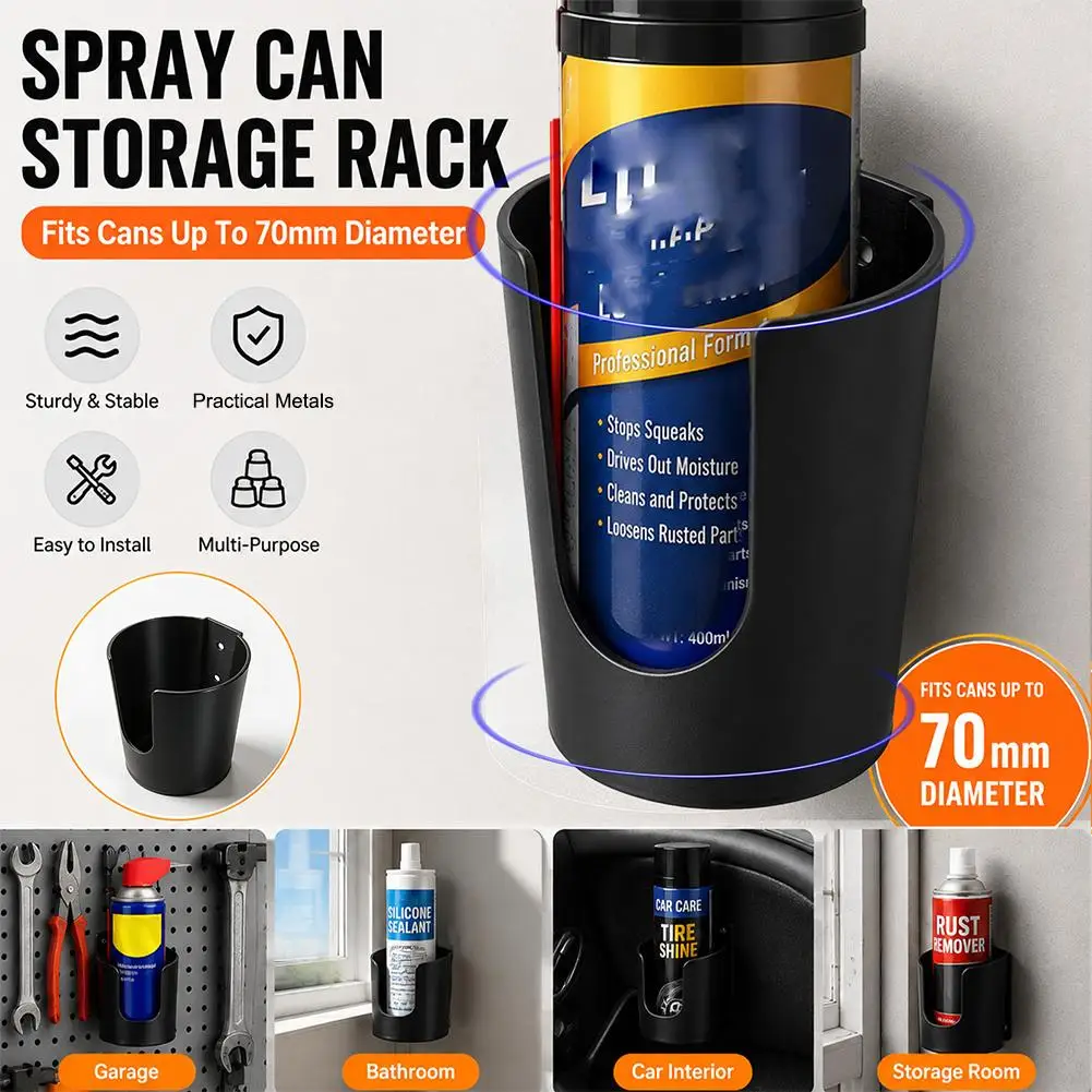 Spray Paint Can Holder 4 Slots Wall-Mounted Aerosol Bottle Storage Rack Fits Diameters Up To 60mm Spray Can Rack For Garage