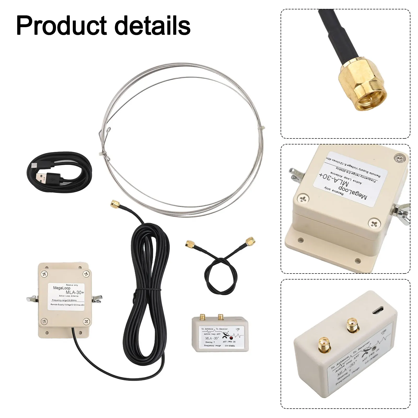 Balconies Locations Roofs Rooftops MLA-30+ Loop for antenna Ring Shortwave Radio Rainproof Shell Ring Vibrator USB Powered