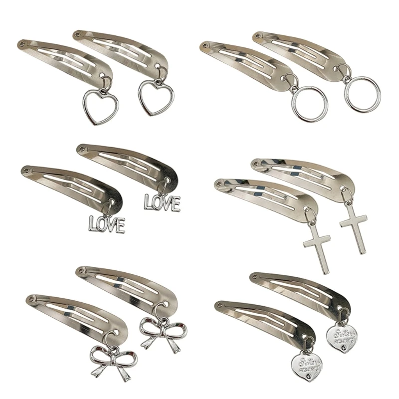 y2k BobbyPins Hair Bangs Clip Barrettes y2k Hair Clip y2k Hairpin Heart BobbyPins Silver Hair Clip Y2K Hair Accessories