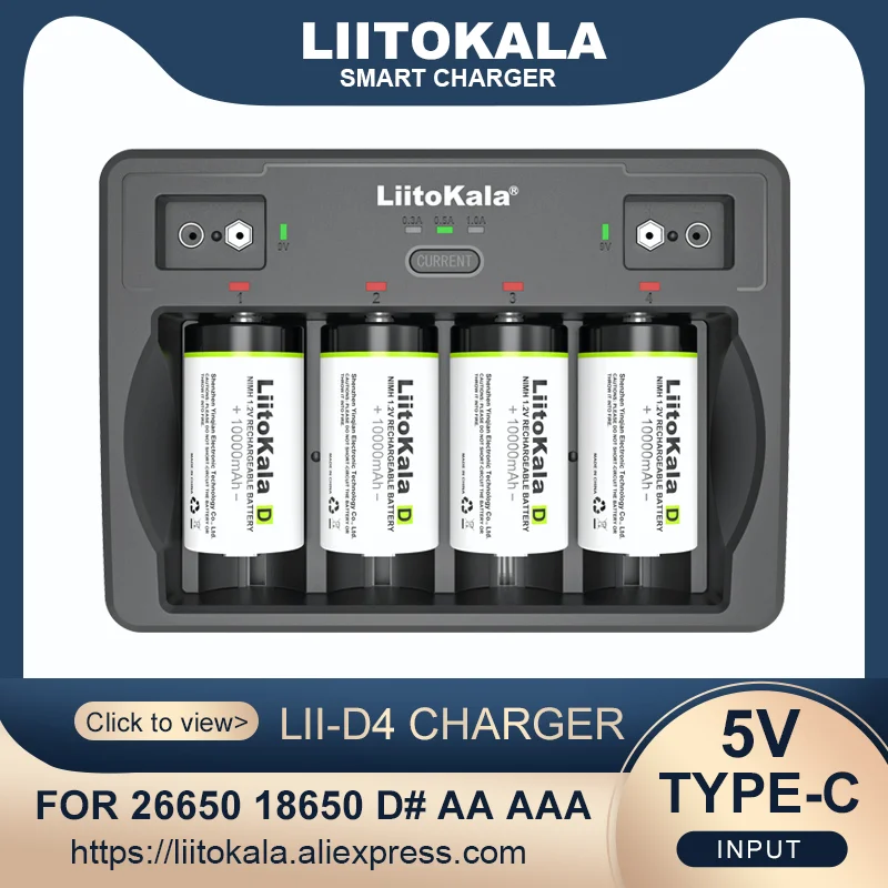 

Liitokala Lii-D4 Lii-PD4 32700 Battery Charger,Charging 18650 18350 18500 21700 20700B 10440 26650 1.2V 3.7V 9V AA /AAA Ni-MH