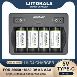 Liitokala Lii-D4 Lii-D4XL 21700 Battery Charger,Charging 18650 18350 18500 32700 20700B 10440 26650 1.2V 3.7V 9V AA /AAA Ni-MH