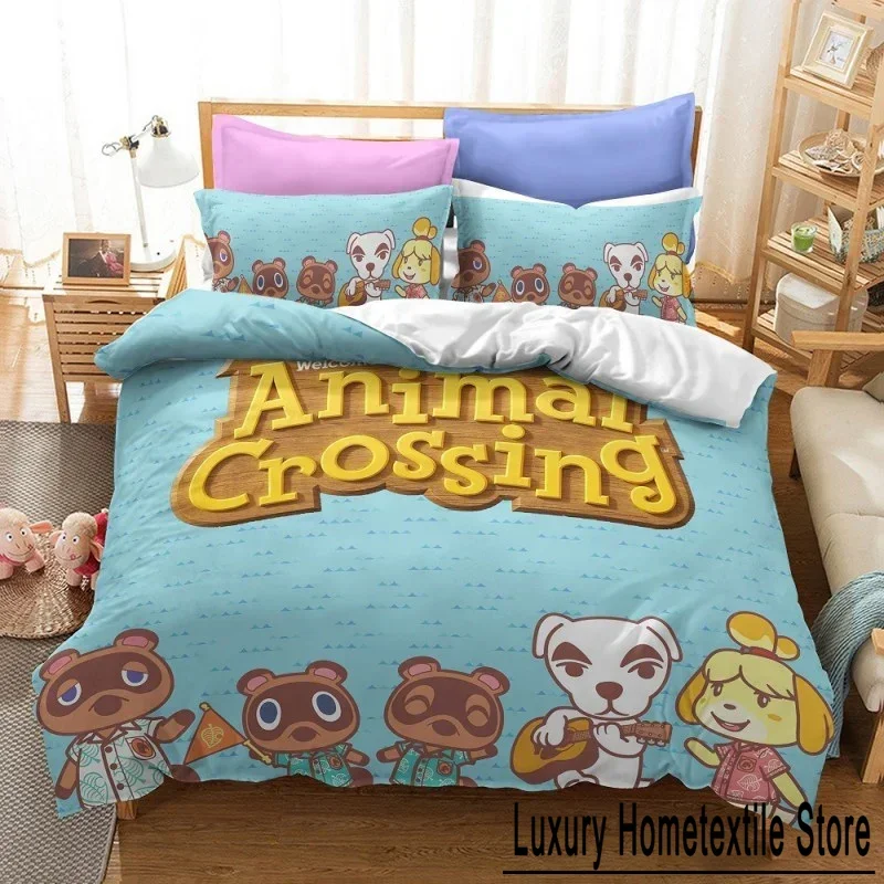 

Cartoon Animal Crossing Game Bedding Set Boys Girls Twin Queen Size Duvet Cover Pillowcase Bed Kids Adult Home Textileextile