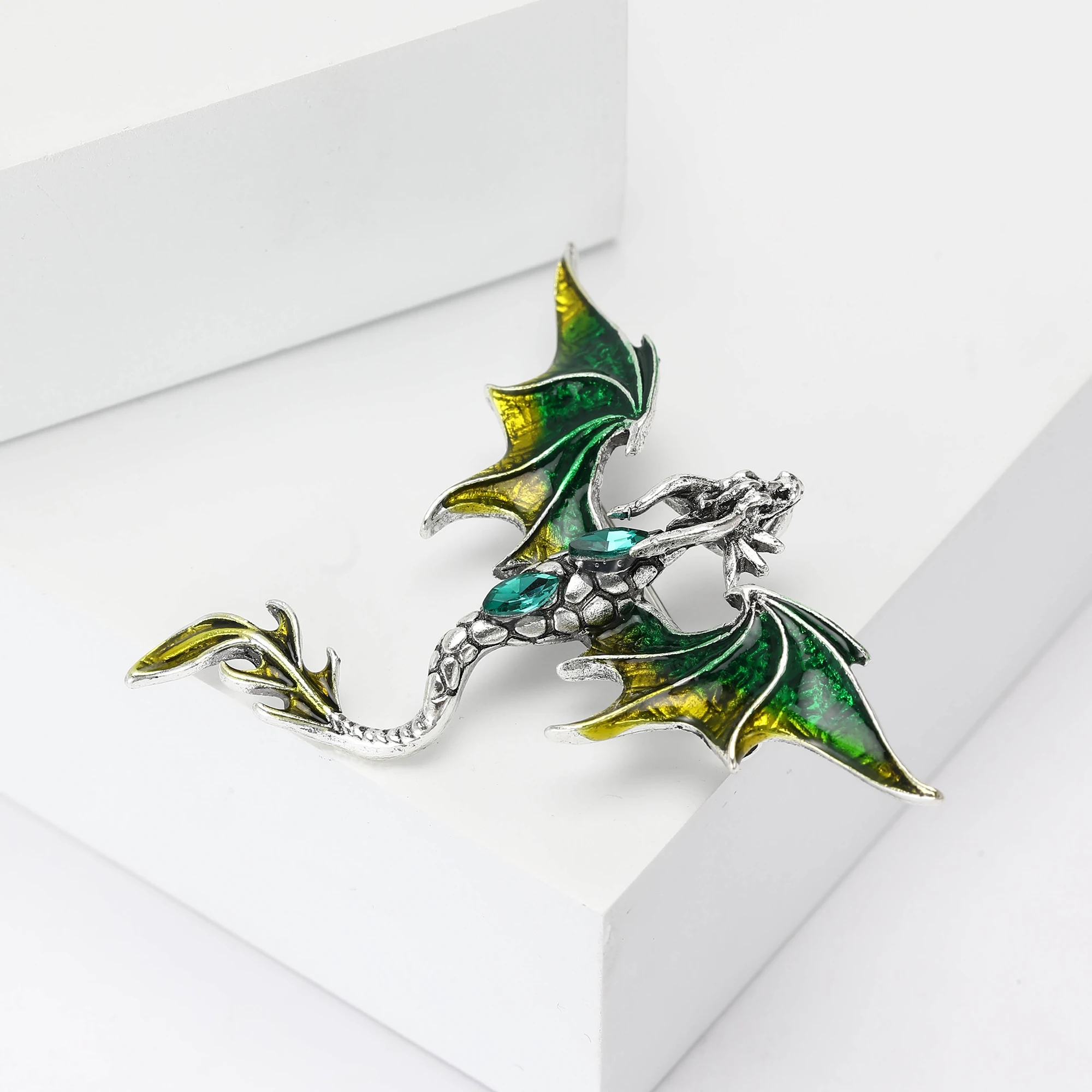 Trendy Enamel Flying Dragon Brooches for Women Unisex Animal Pins 4-color Available Office Party Accessories Gifts