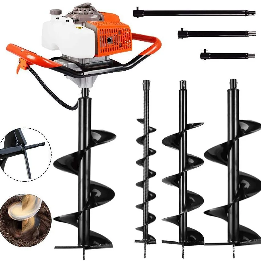 High Power Earth Auger Drill Machine Set with 20cm Bit & 2-inch Shaft | Garden Hole Digger Drill Set
