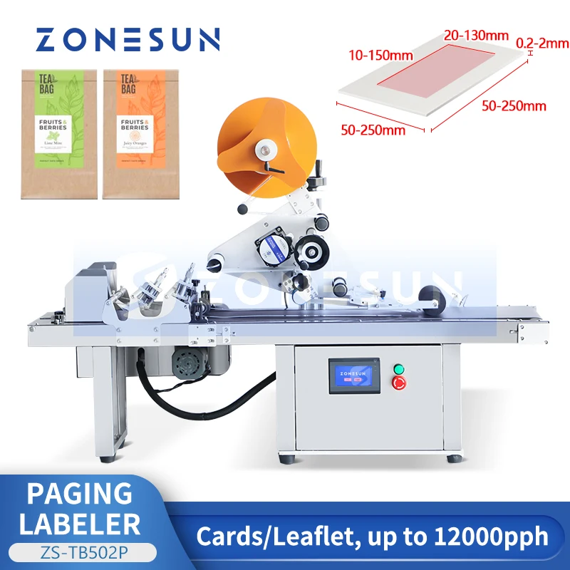 ZONESUN ZS-TB502P Automatic Paging Labeling Machine Flat Surface Label Applicator Card Leaflet Labeling Equipment