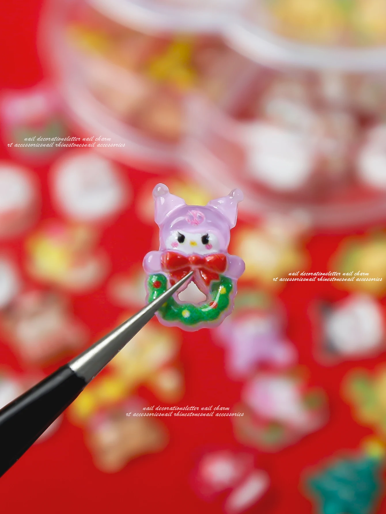 1 caixa de acessórios de arte de unha de desenho animado fofo de Natal, boneco de neve de Papai Noel alce árvore de Natal acessórios de arte de unha adequados para unhas