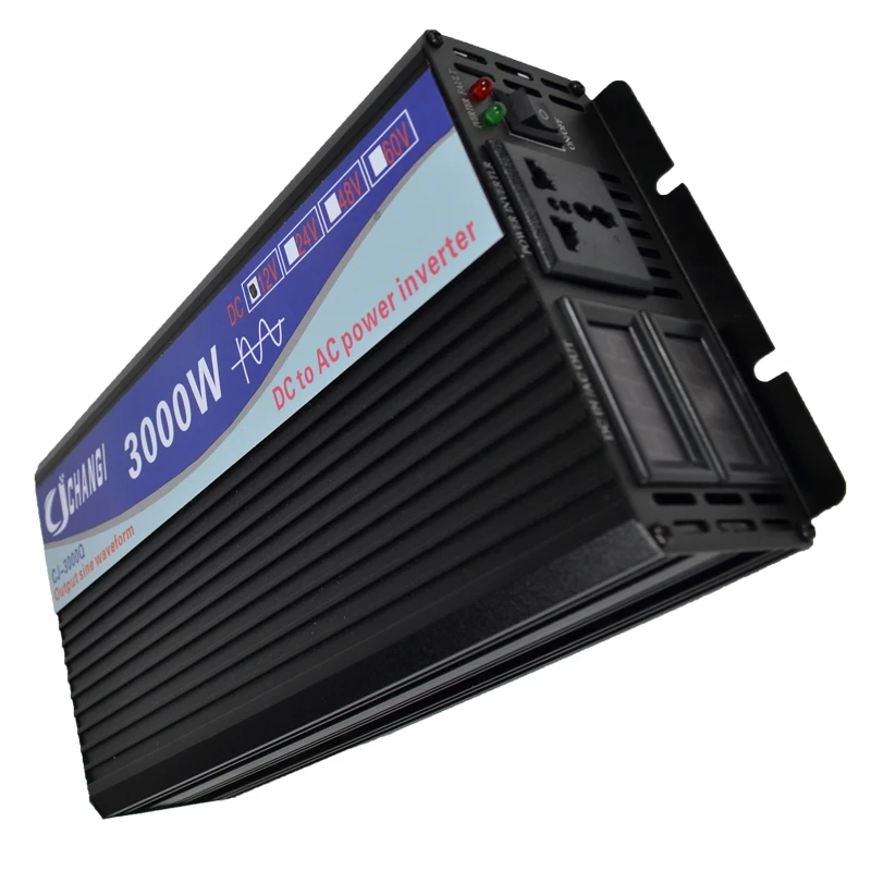 Inversor de onda sinusoidal pura para coche, dispositivo Solar de 2000W, 3000W, 4000W, cc 12V, 24V, 48V, 60V, 72V a CA 110V, 220V, con pantalla