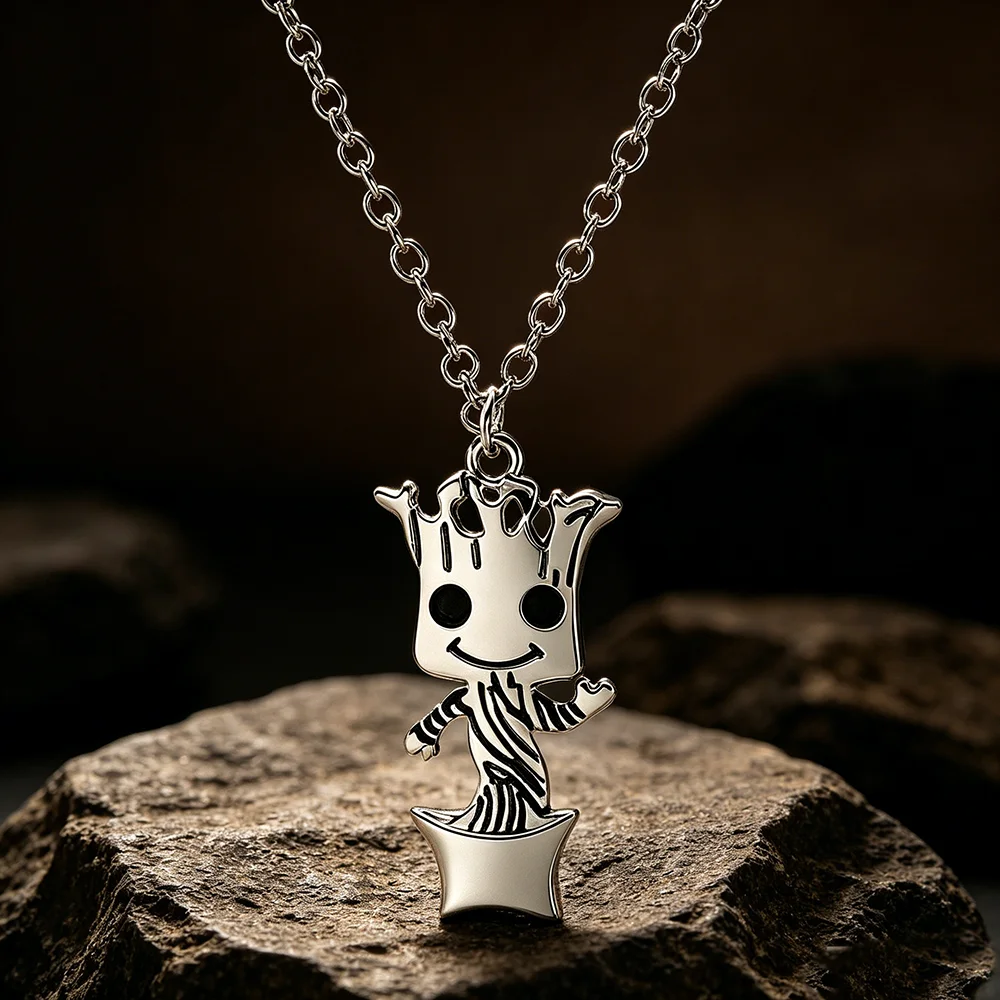 Cute Cartoon Groot Pendant Necklace Guardians of the Galaxy Jewelry Unique Accessory Gifts for Friends