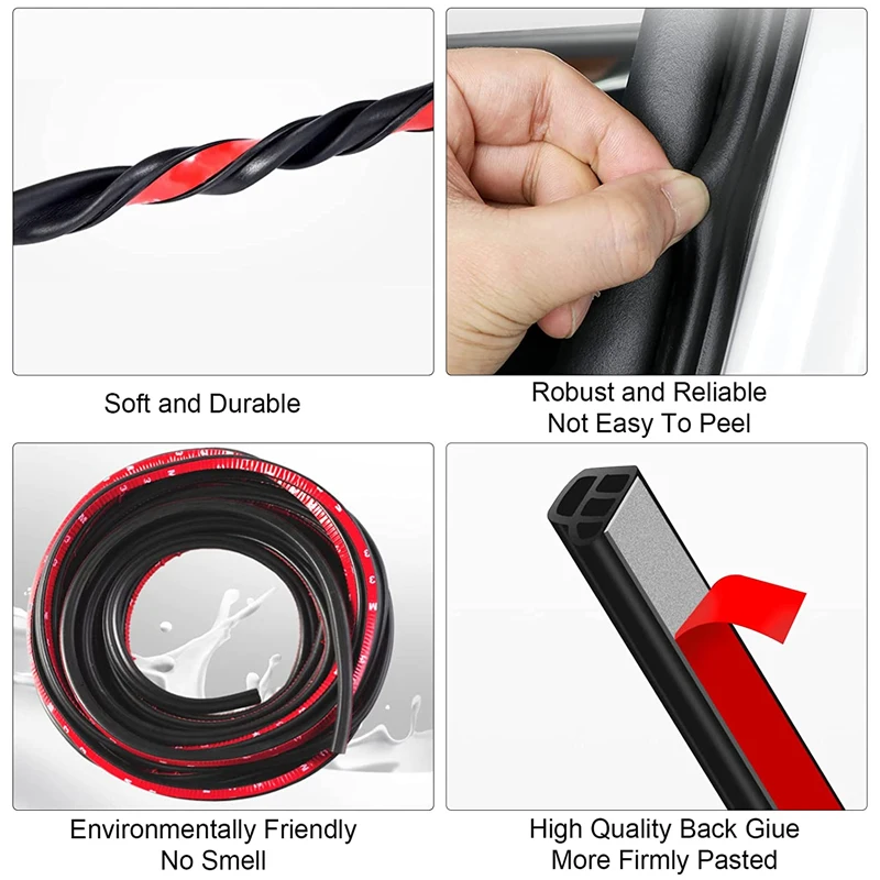 Car Door Seal Double Layer Sealing Rubber Strip L-Type Rubber Noise Insulation For Cars Sealing Elastic Band Trunk Hood Sealant