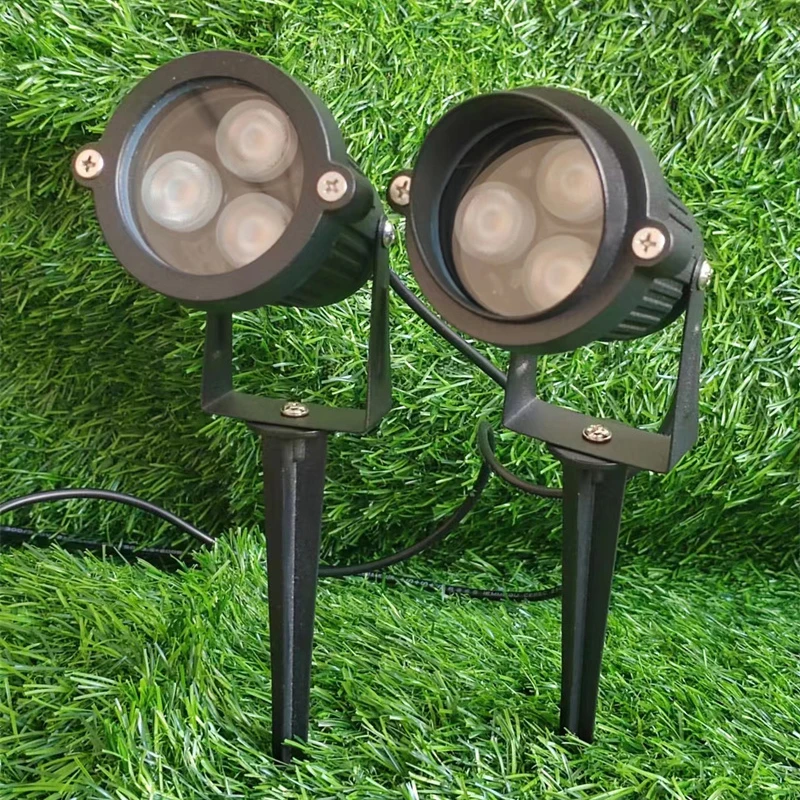 Luces LED de jardín para exteriores, lámpara de césped de 6W, 12W, CA de 220V, Bombilla de pincho de paisaje, IP65, focos de camino de jardín, ángulo de 30 0,5 M, alambre