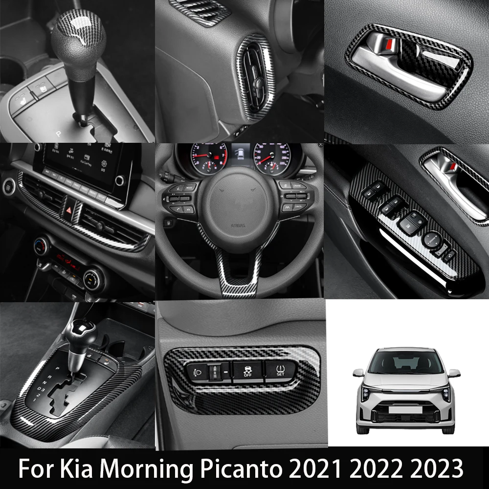 LHD for Kia Morning 2021 2022 2023 Interior Accessories Door Armrest Handle Bowl Window Rise Switch Panle Gear Shift Panle Cover