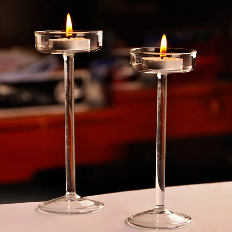 1Pc Glass Candle Holders Set Tealight Candle Holder Home Wedding Candle Stand Bar Party Decor