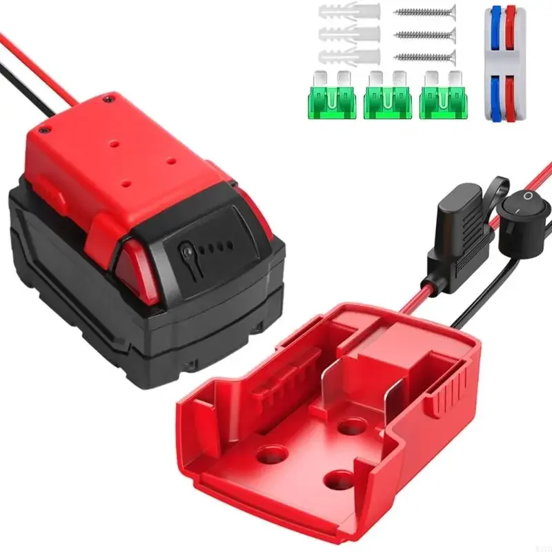 

Power Wheel Adapter for 18V Lithium Battery with Fuses Wire Terminals Battery Adapter Power Connector for Car Toy Roboti 37JD