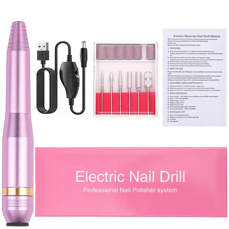 ポータブルペン型ネイルドリル、ネイルとペディキュアツール、ホームスクラブネイルトリマー、サロン電動マニキュアツール