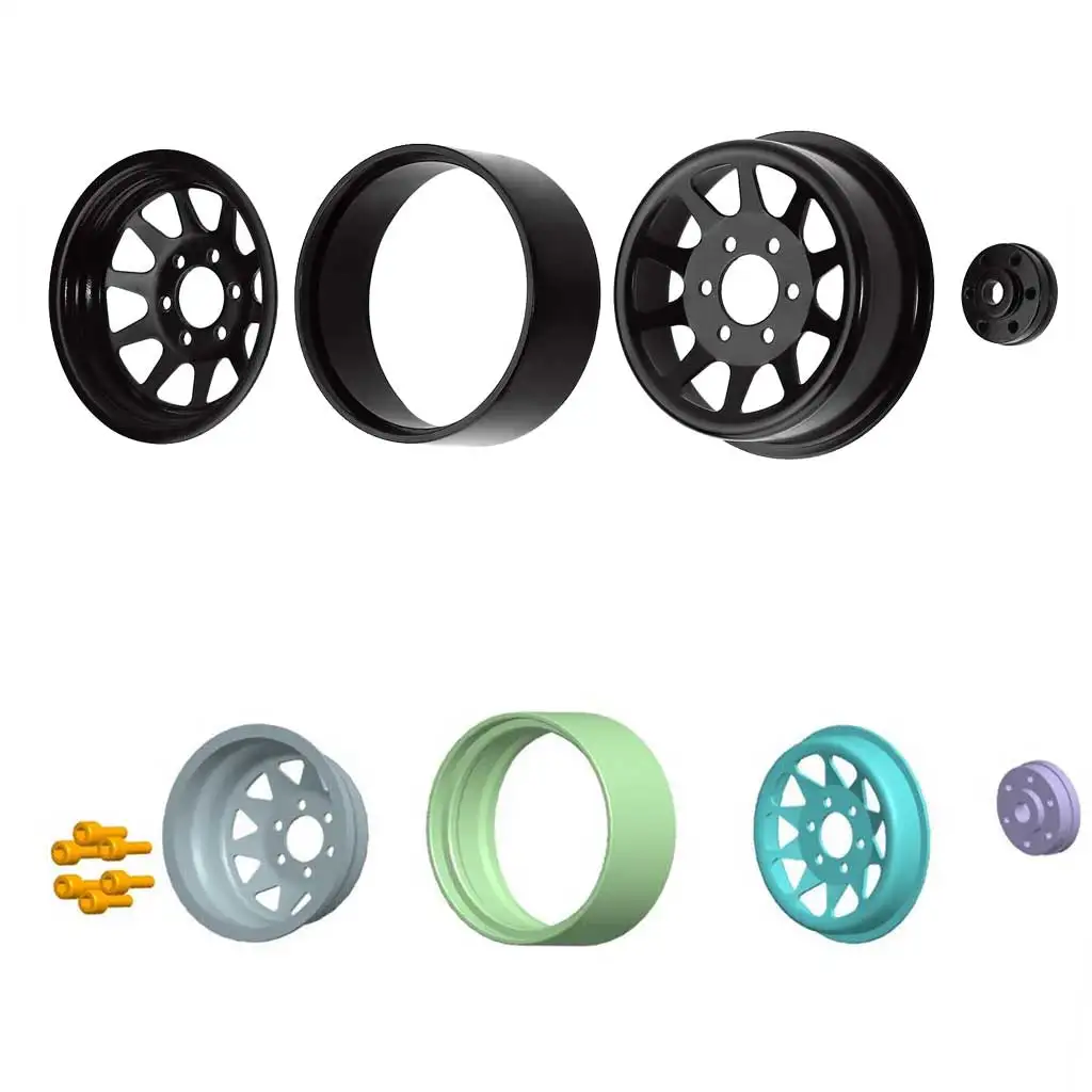 4Pcs 1.9in 비드 록 휠 림 허브 딥 디쉬 네거티브 오프셋 8.9mm 금속 1/10 RC 크롤러 자동차 TRX4 축 SCX10 90046 RC 부품