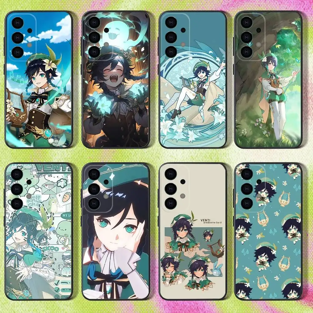 

G-Genshin Impact Venti Barbatos Phone Case For Samsung S25,S24,S21,S22,S23,S30,Ultra,S20,Plus,Fe,Lite,Note,10,9,5G Black Cover
