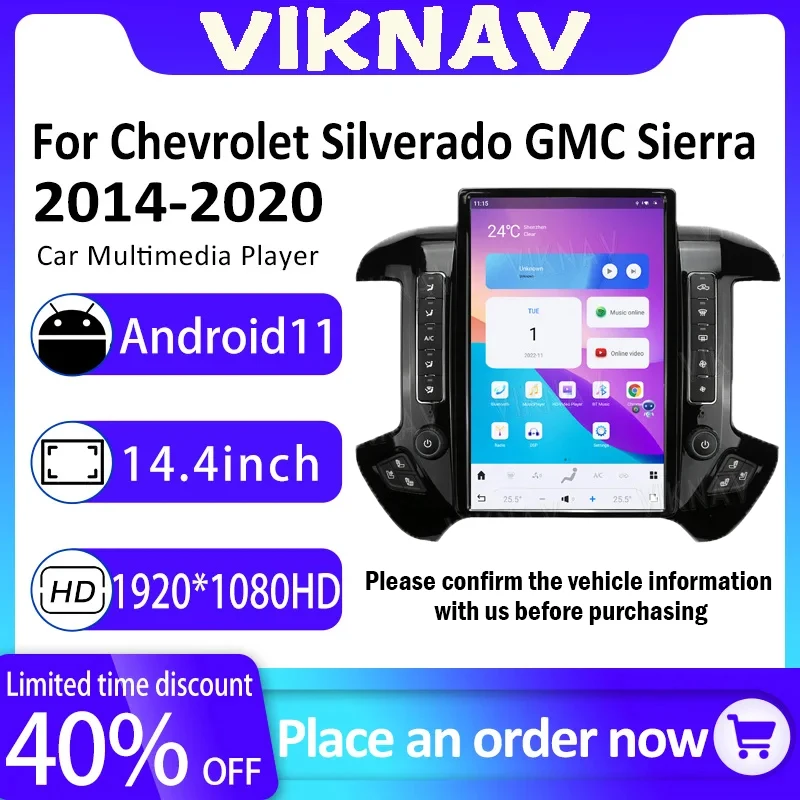 Android 11 Car Radio For Chevrolet Silverado GMC Sierra 2014-2020 Smart Multimedia Video Player GPS CarPlay Navigation