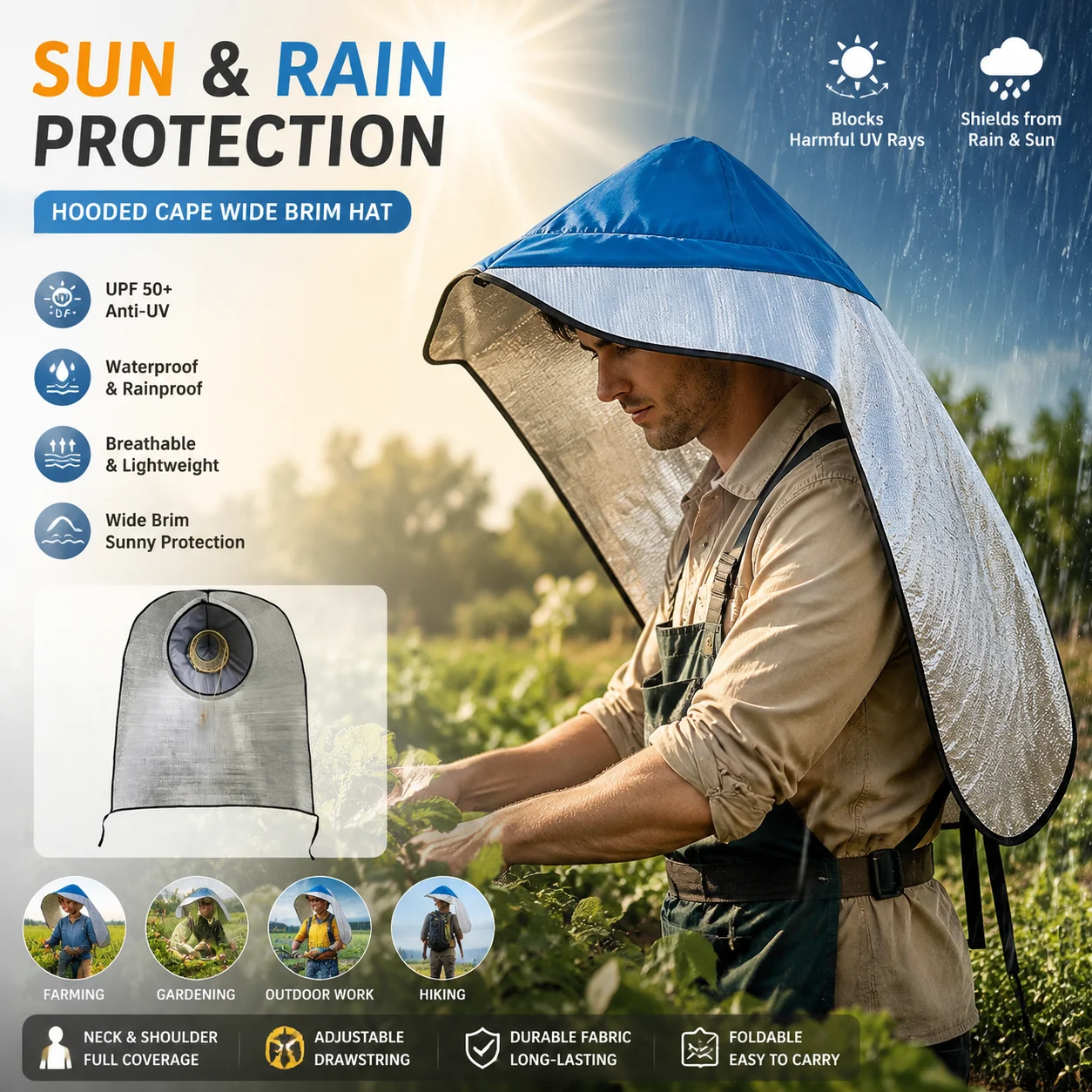 หมวกกันแดดแบบมีฮู้ดสำหรับกิจกร - Agriculture Farming Hats บทวิจารณ์และราคา