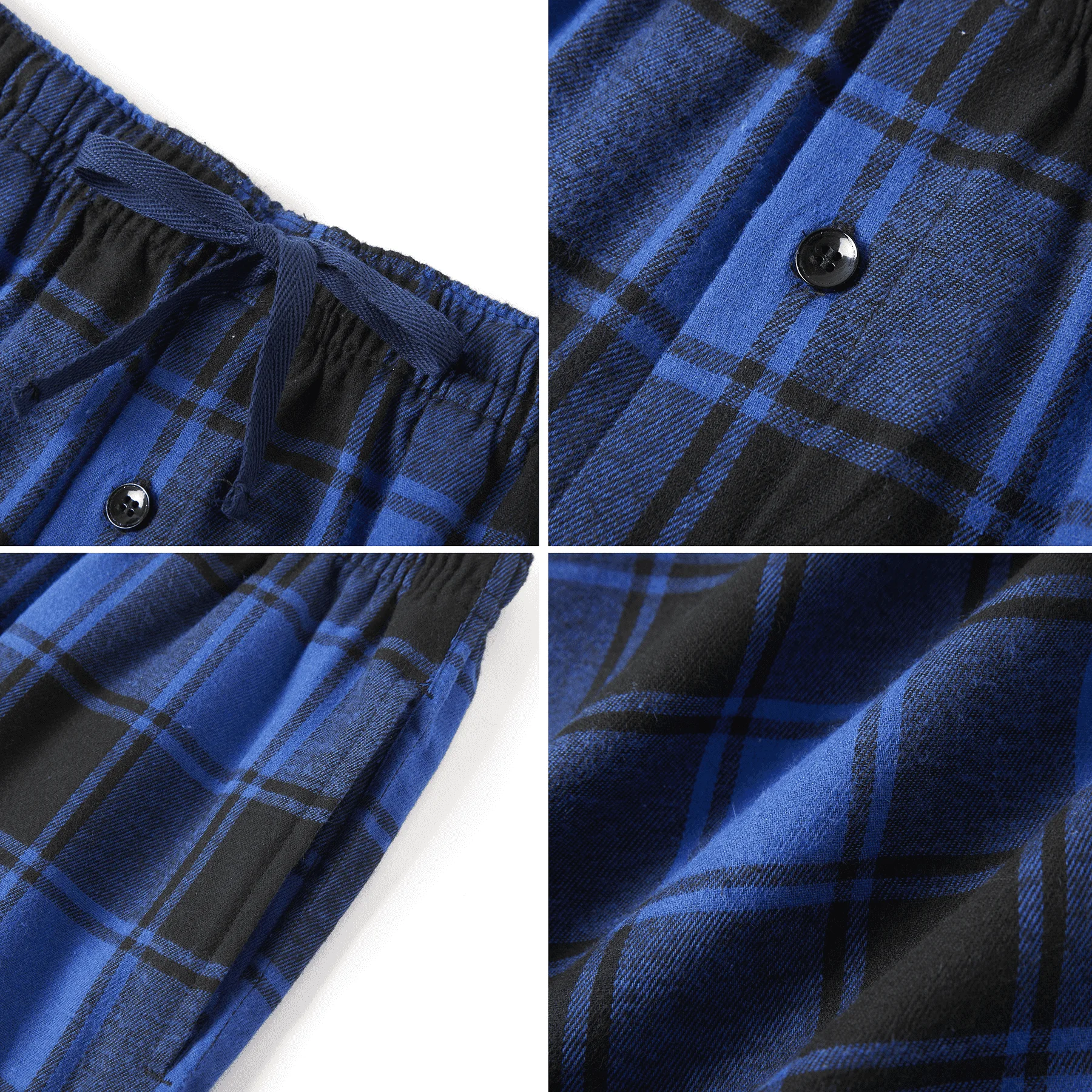 Men\'s 3pcs Plaid Casual Pants Comfortable Warm with Waist Elastic Pajamas Man Loose Home Bottoms