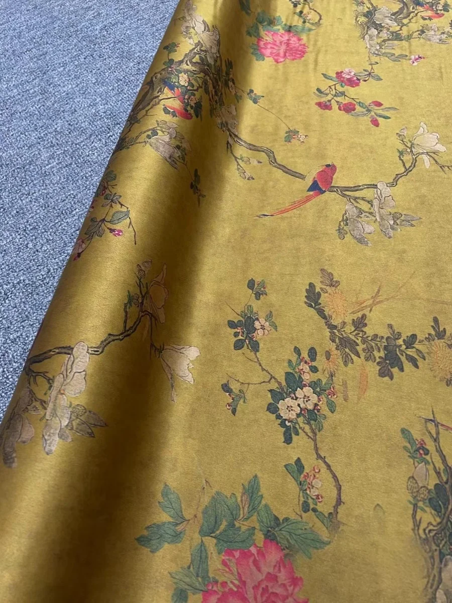 Real Silk Fabric Xiangyun Yarn New Chinese Style Cheongsam Suit Top Fabric