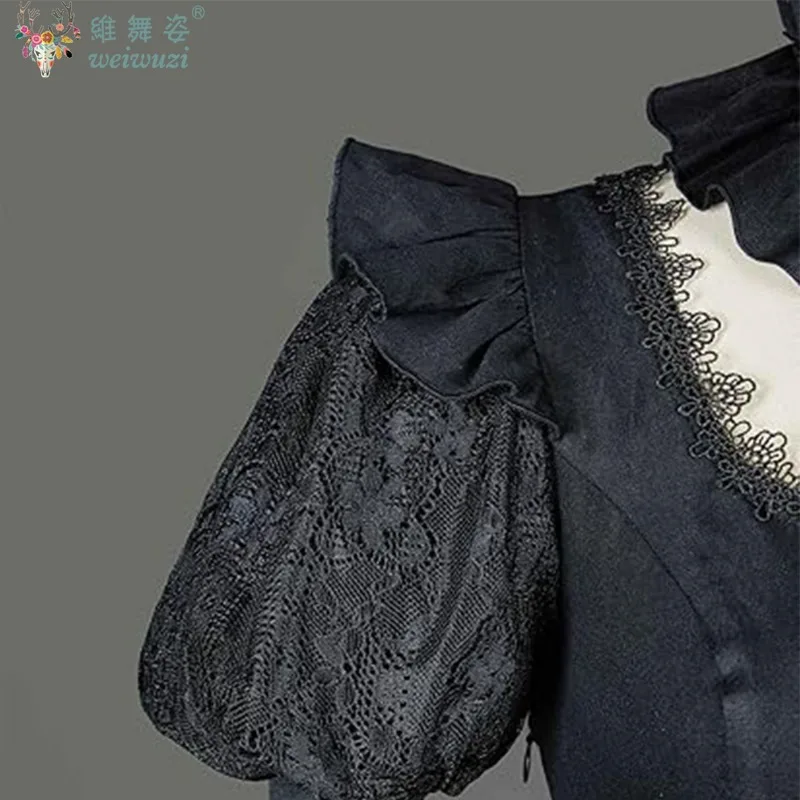 Elegante Vintage negro de manga larga renacentista guerra Civil gótico victoriano vestidos de baile Medieval Halloween gótico vestido victoriano