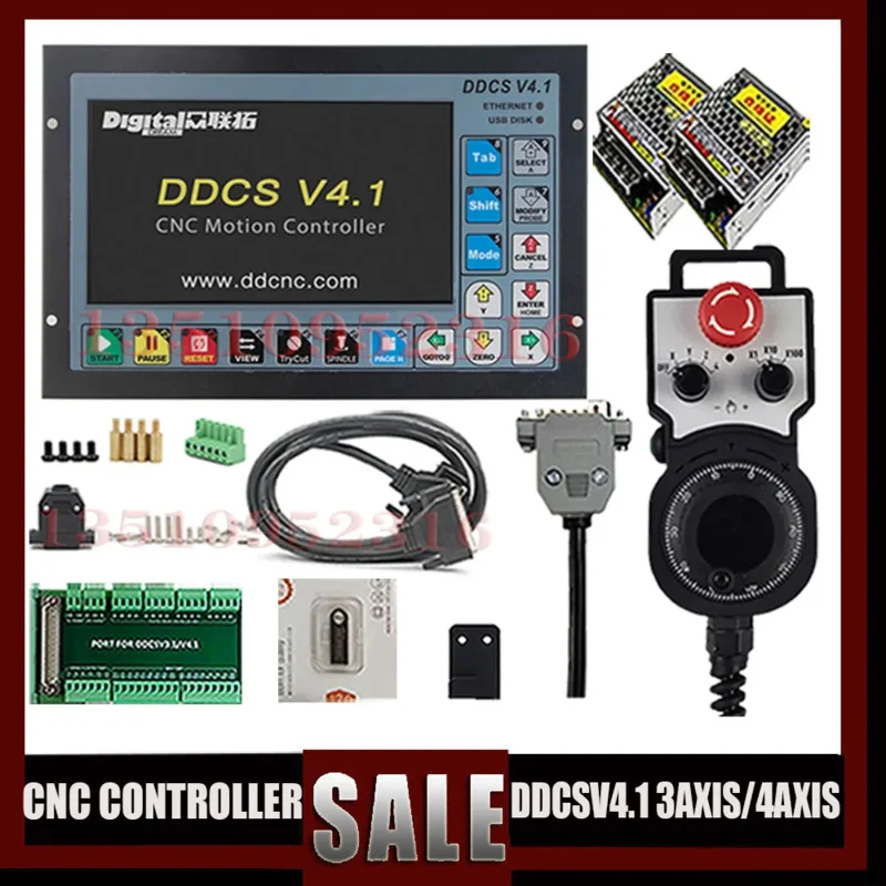 Ddcsv4.1 3/4Axis Cnc Offline Control System Motor Controller Kit 4-Axis E-Stop Mpg Handwheel 75W 24V Engraving Machine Equipment