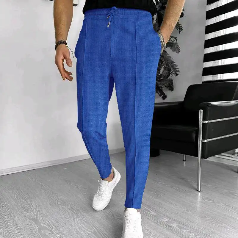 Summer 2025 Men's Casual Drawstring Waist Straight Leg Pants Independent Station New Style Comfortable Loose Fit Leisure Trou...