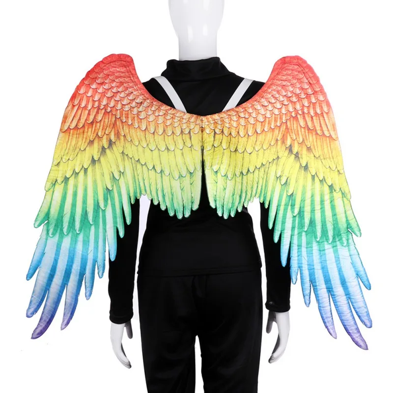 3D Colorful Rainbow Color Angel Wing Halloween Wing With Elastic Straps Halloween Party For Adult Cosplay Props Dress Costumes