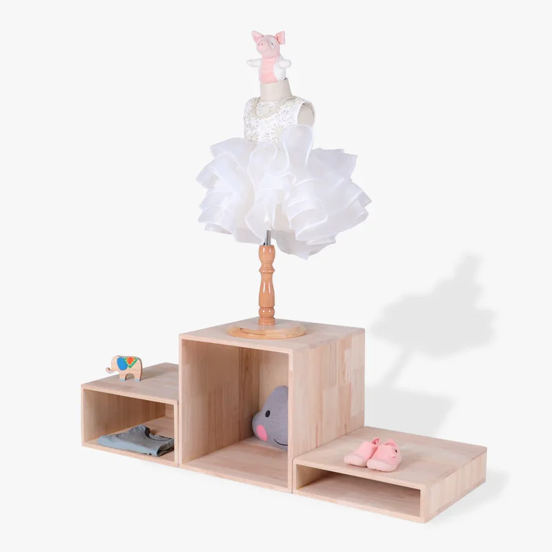 Nordic style solid wood high and low model platform platform display clothing model frame window running table level ladder