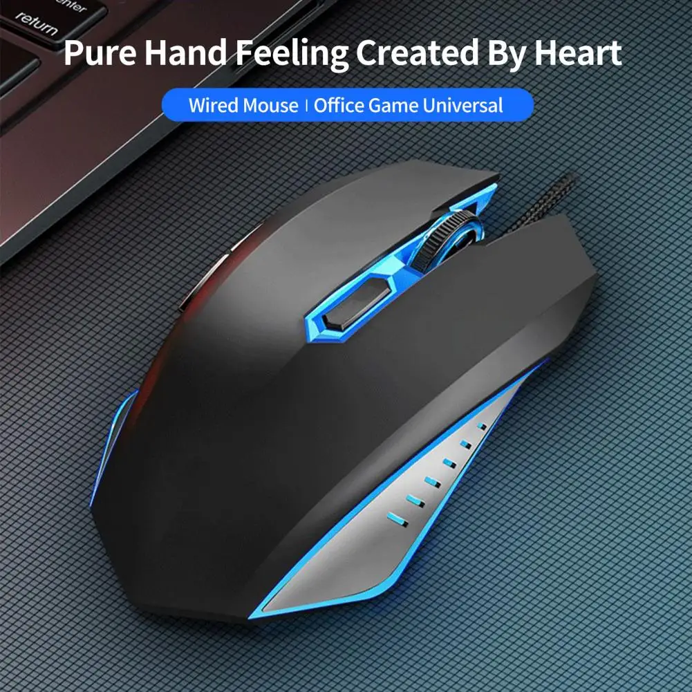 GM130 Gaming Mouse Wired 2400DPI 4 Level Macro Programmable Ergonomics 4Keys RGB Light 1000Hz Non Slip For PC Laptop FPS