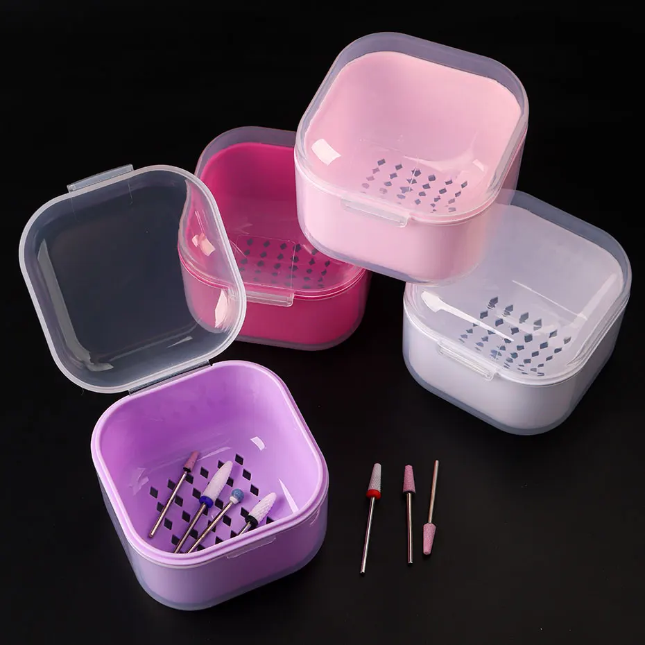 Nail Art Drill Bits Grinding Head Disinfection Box Portable Alcohol Disinfection Filter Cleaning Box Manicure Sterilization Tool